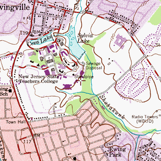 Topographic Map of Cornwell Hall, NJ