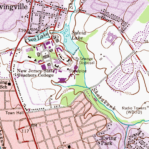 Topographic Map of Cornwell Hall, NJ