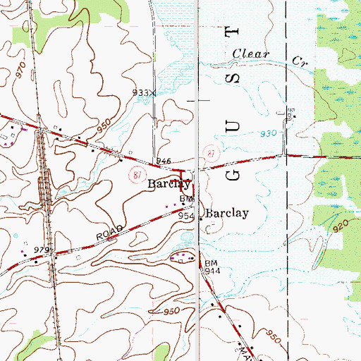 Topographic Map of Barclay Post Office (historical), OH