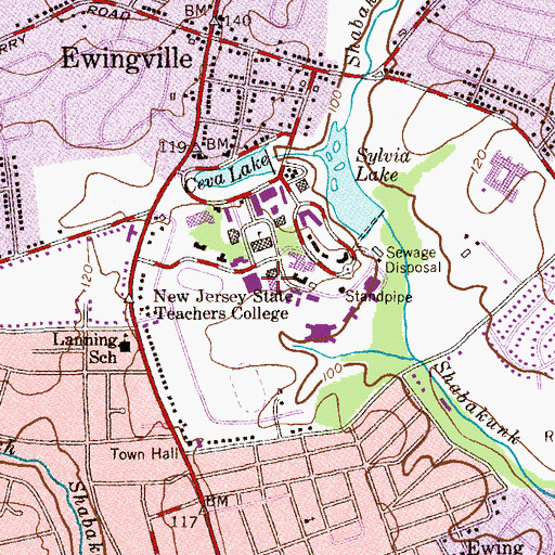 Topographic Map of Packer Hall, NJ