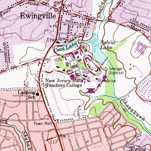 Topographic Map of Brower Student Center, NJ