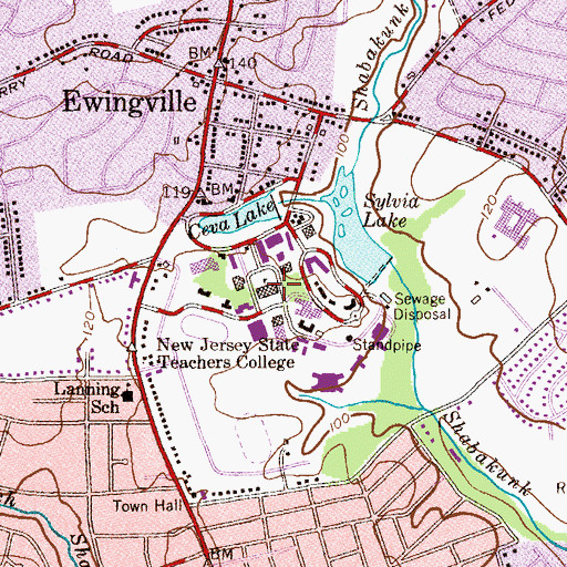 Topographic Map of Green Hall, NJ