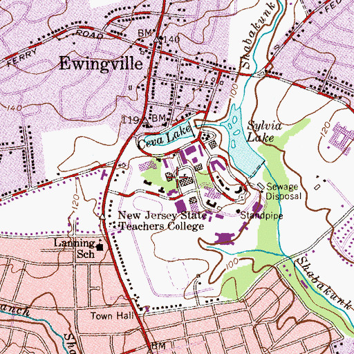 Topographic Map of Kendall Hall, NJ