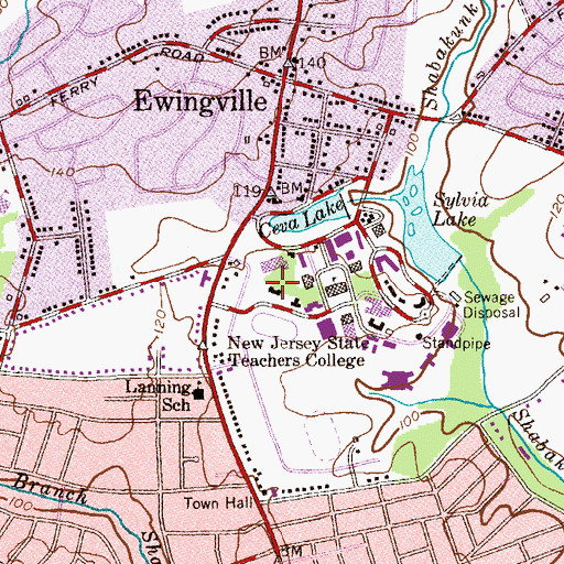 Topographic Map of Bliss Hall, NJ