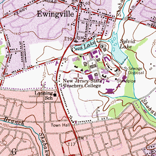 Topographic Map of Paul Loser Hall, NJ