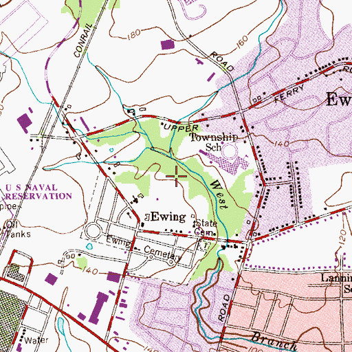 Topographic Map of John S Watson Park, NJ