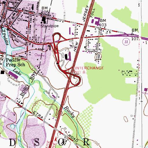 Topographic Map of Interchange Number 8, NJ