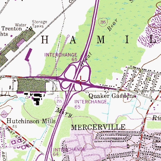 Topographic Map of Interchange 65, NJ