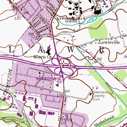 Topographic Map of Interchange 7, NJ