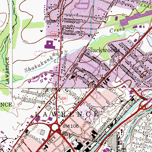 Topographic Map of Slackwood Elementary School, NJ