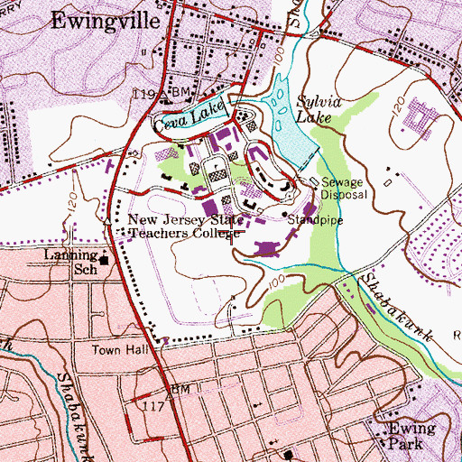 Topographic Map of Lions Stadium, NJ