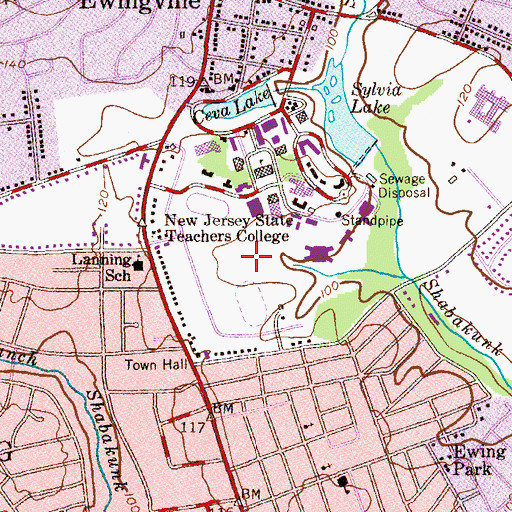 Topographic Map of Lions Park, NJ