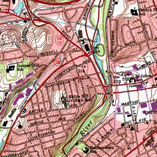 Topographic Map of Chatterton Hill United Church of Christ, NY