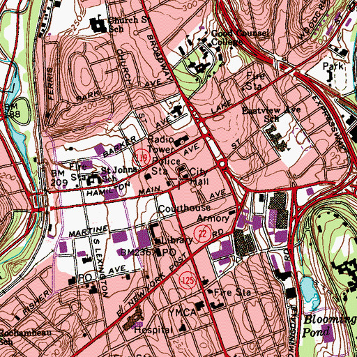 Topographic Map of Grace Episcopal Church, NY