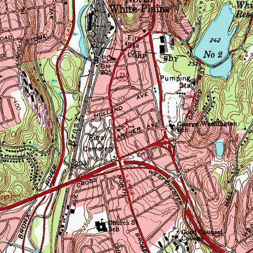 Topographic Map of White Plains Gospel Chapel, NY