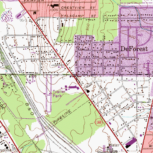 Topographic Map of Deforest Post Office (historical), OH
