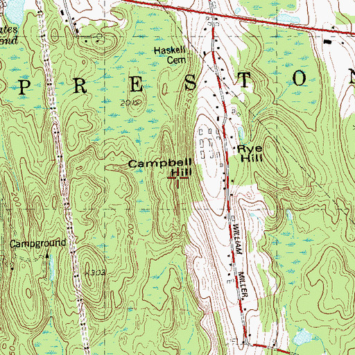 Topographic Map of Campbell Hill, CT