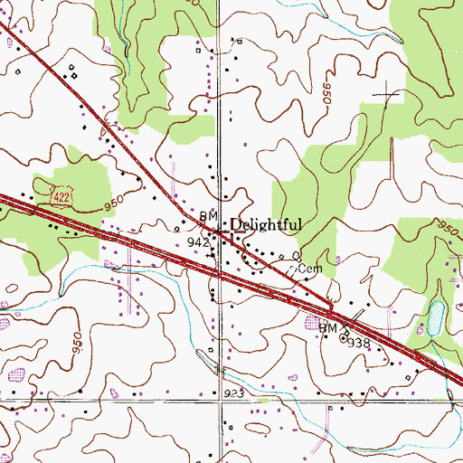 Topographic Map of Delightful Post Office (historical), OH