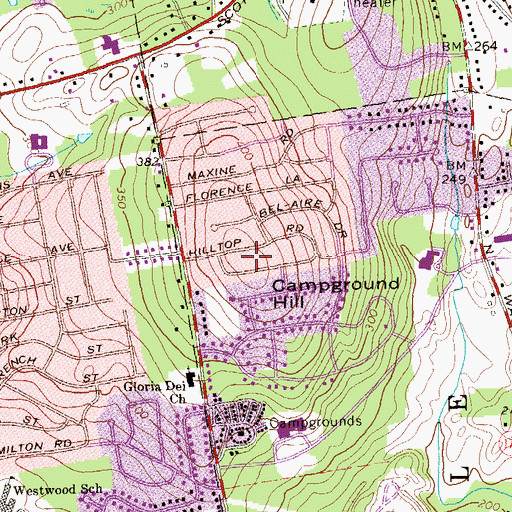 Topographic Map of Campground Hill, CT