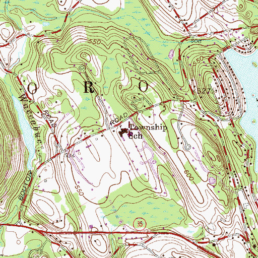 Topographic Map of Lewisboro Elementary School, NY