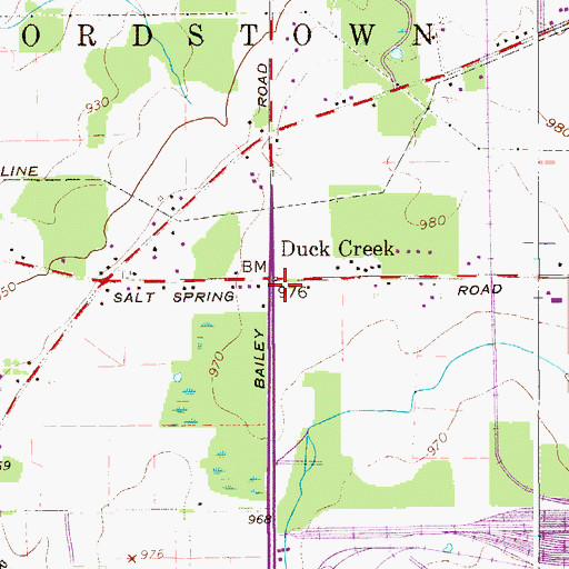 Topographic Map of Duck Creek Post Office (historical), OH