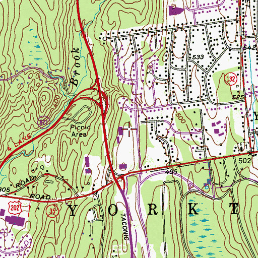 Topographic Map of Mercy College Yorktown Center, NY