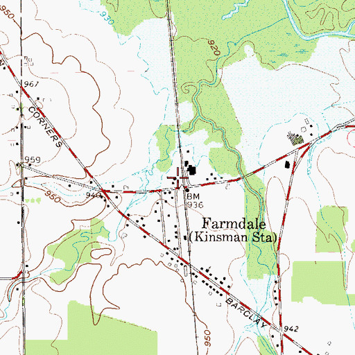 Topographic Map of Farmdale Post Office, OH