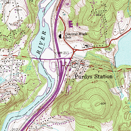 Topographic Map of Interchange 7, NY