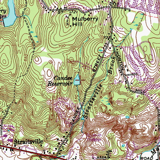 Topographic Map of Candee Reservoir, CT