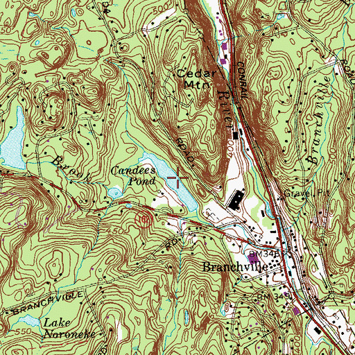 Topographic Map of Candees Pond, CT