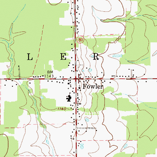 Topographic Map of Fowler Post Office, OH