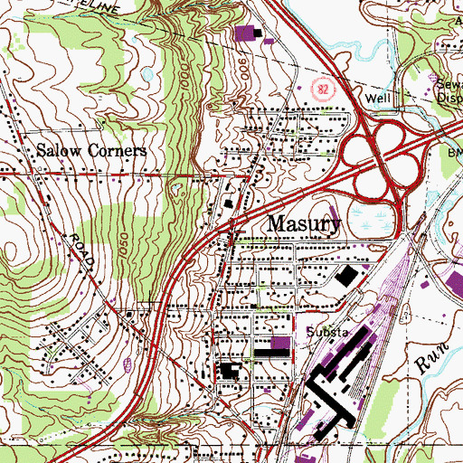 Topographic Map of Masury Post Office, OH