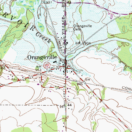 Topographic Map of Orangeville Post Office, OH