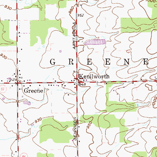 Topographic Map of Kenilworth Post Office (historical), OH