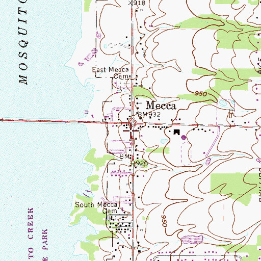 Topographic Map of Mecca Post Office (historical), OH