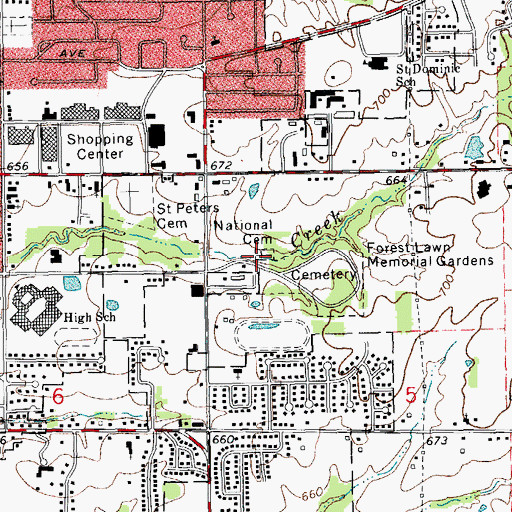 Topographic Map of Quincy National Cemetery, IL