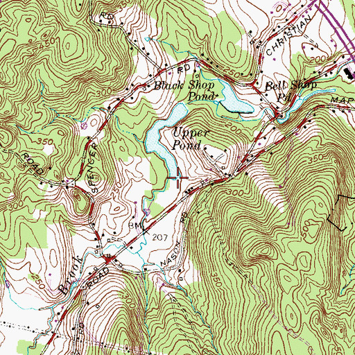 Topographic Map of Candlewood Hill Brook, CT