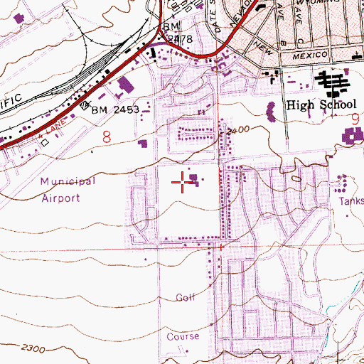 Topographic Map of Boulder City Hospital, NV
