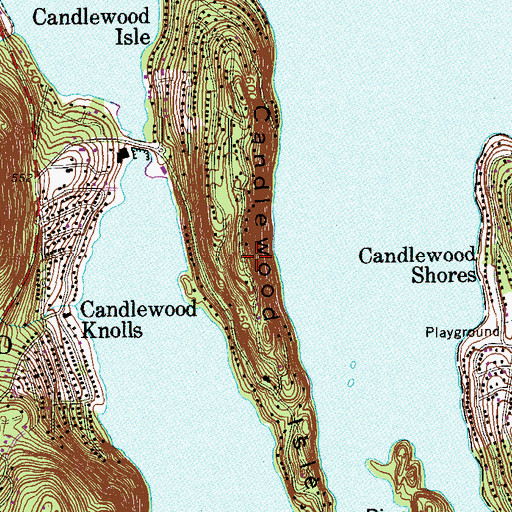 Topographic Map of Candlewood Isle, CT