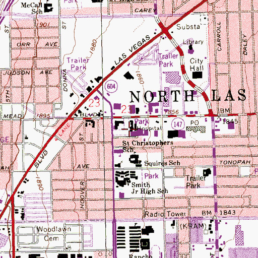 Topographic Map of North Vista Hospital, NV