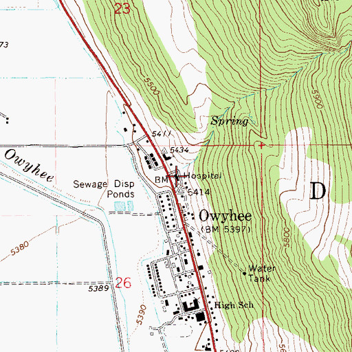 Topographic Map of Owyhee Community Health Facility, NV