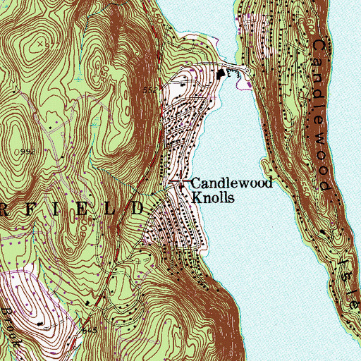 Topographic Map of Candlewood Knolls, CT