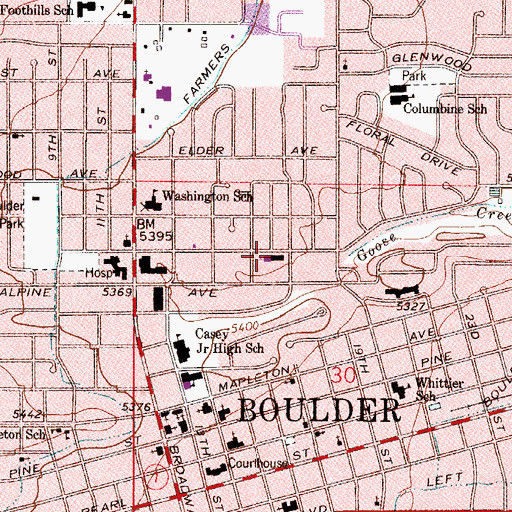 Topographic Map of Mount Zion Lutheran School, CO