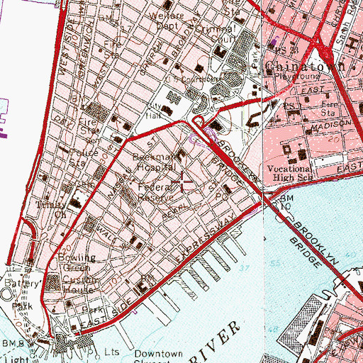 Topographic Map of John J DeLury Senior Plaza, NY