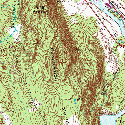 Topographic Map of Candlewood Mountain, CT