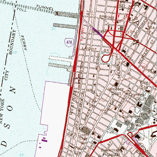 Topographic Map of Borough of Manhattan Community College, NY