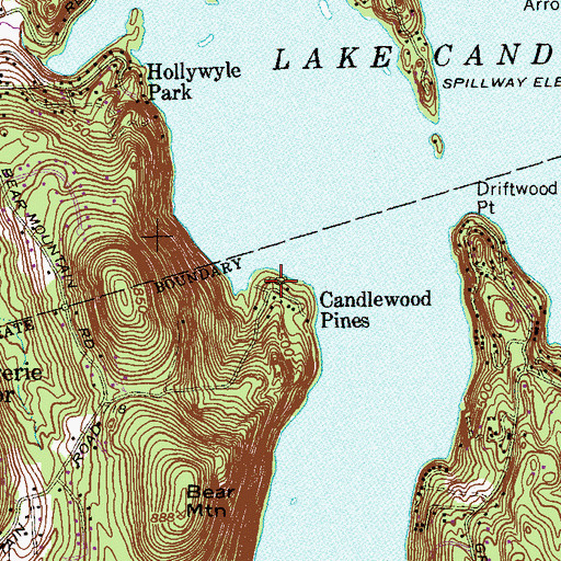Topographic Map of Candlewood Pines, CT