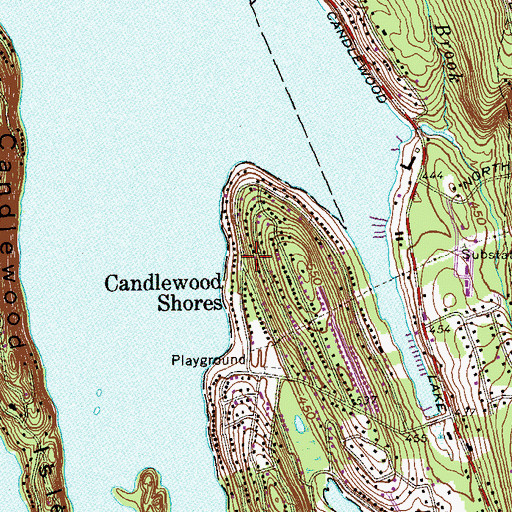Topographic Map of Candlewood Shores, CT