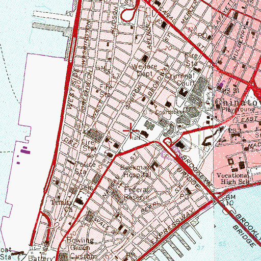 Topographic Map of Postal Telegraph Building, NY