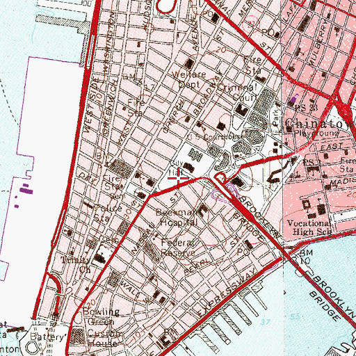 Topographic Map of City Hall Park, NY